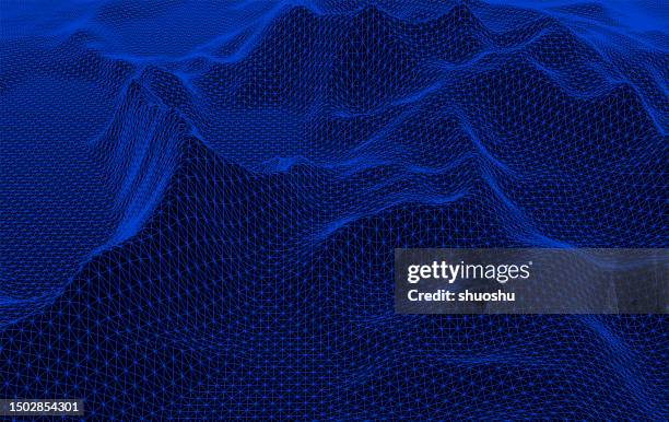 color mountain wireframe model pattern technology concept background - wireframe landscape stock illustrations