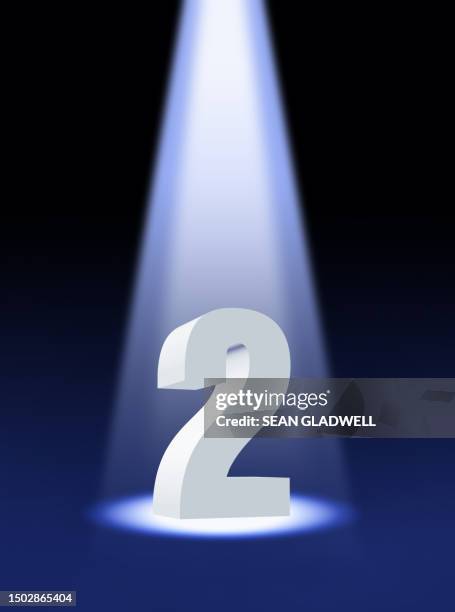 number 2 under spotlight - second stock pictures, royalty-free photos & images