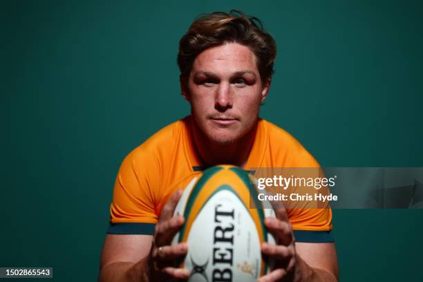 Michael Hooper poses during a Wallabies Rugby Championship Headshots Session at Sanctuary Cove on June 26, 2023 in Gold Coast, Australia.