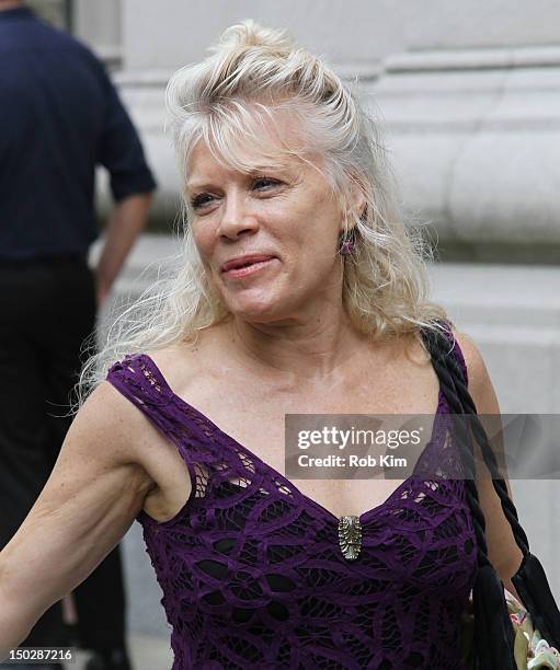 Atmosphere view of a guest arriving for the funeral service for Marvin Hamlisch at Temple Emanu-El on August 14, 2012 in New York City. Hamlisch died...