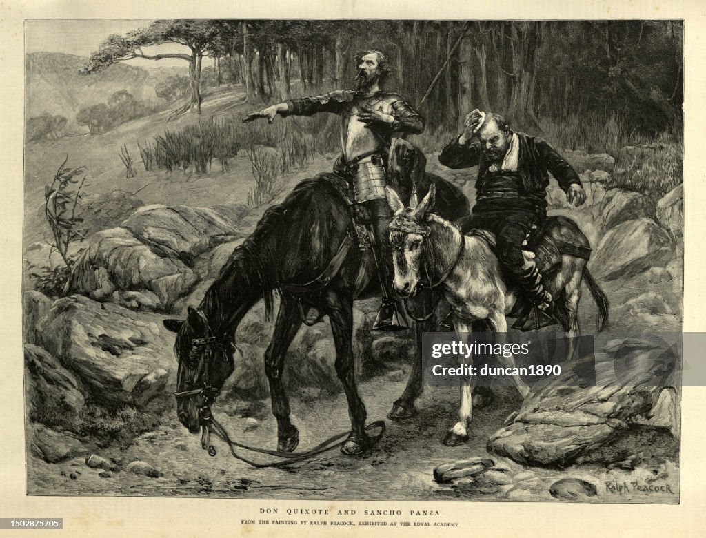 Don Quixote and Sancho Panza after the painting by Ralph Peacock