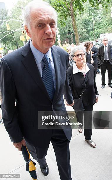 Alan Alda arrives at the funeral service for Marvin Hamlisch at Temple Emanu-El on August 14, 2012 in New York City. Hamlisch died in Los Angeles on...