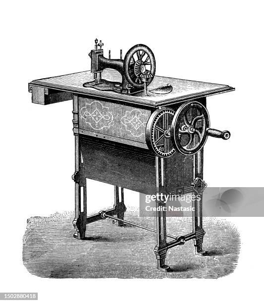 nähmaschine mit federmotor - thread sewing item stock-grafiken, -clipart, -cartoons und -symbole