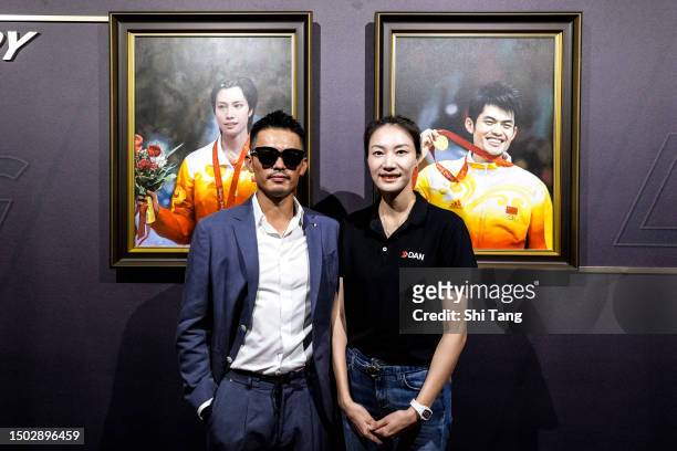 Lin Dan and Xie Xinfang of China pose for a photo during the Mix & Match event on June 27, 2023 in Shenzhen, China.