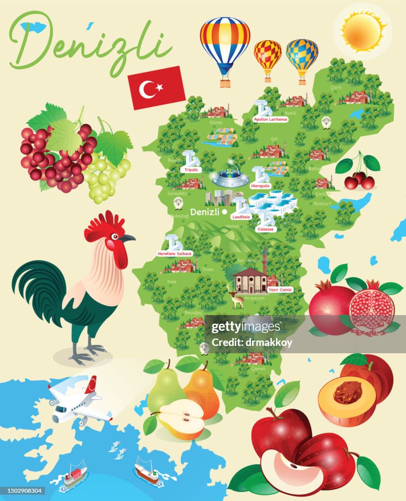 Cartoon Map of Denizli City