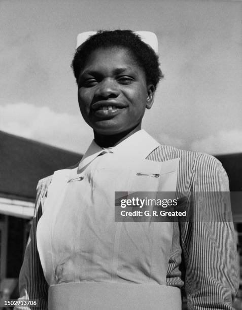 Nigerian student nurse Cecelia Akinyemi in uniform at Botleys Park Hospital in Chertsey, Surrey, England, 16th October 1958. Cecelia, the first...