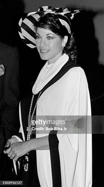 Model Barbi Benton arrives at A Night at The Races charity fundraiser at Hollywood Park Race Track to benefit childrens Cancer, November 14, 1984 in...