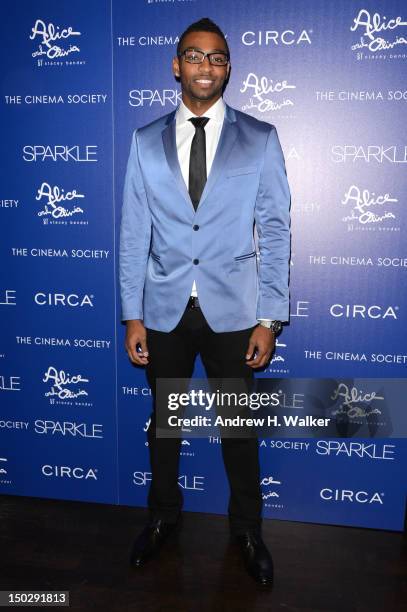 Competitive swimmer and Olympic gold medalist Cullen Jones attends The Cinema Society with Circa and Alice & Olivia screening of "Sparkle" at Tribeca...