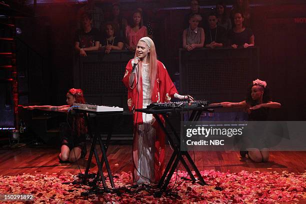 Episode 682 -- Pictured: Musician Grimes on August 14, 2012 --