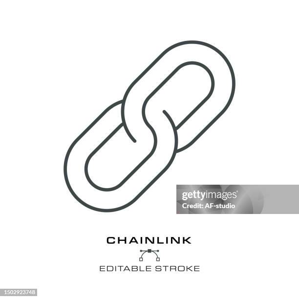 ilustraciones, imágenes clip art, dibujos animados e iconos de stock de icono de eslabón de cadena - trazo editable - cadena objeto fabricado