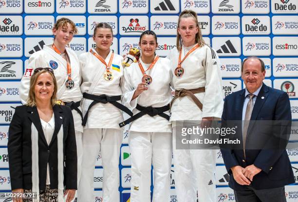 Under 78kg medallists L-R: Silver; Lyse Versmisse , Gold; Yuliia Kurchenko , Bronzes; Berber Ludema and Laura Volo Machin during the 2023 Birmingham...