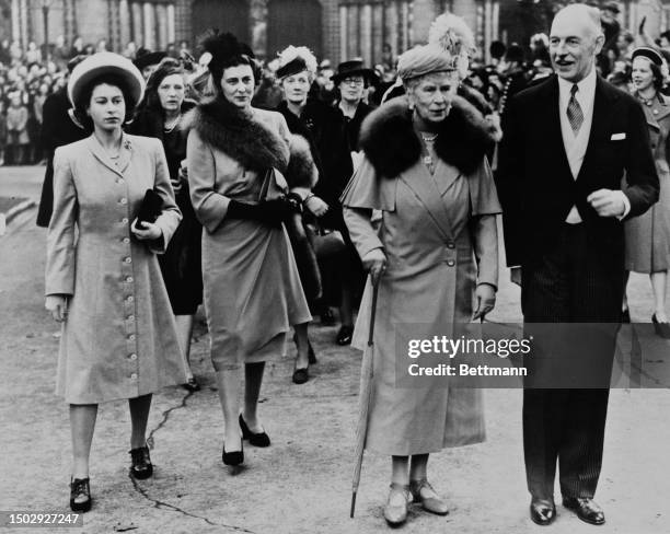 Members of the Royal Family attending the wedding of Myra Wernher and Major David Butter, Scots Guards, at St Margaret's Church in Westminster,...