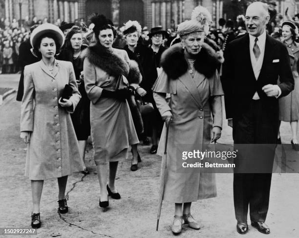 Members of the Royal Family attending the wedding of Myra Wernher and Major David Butter, Scots Guards, at St Margaret's Church in Westminster,...