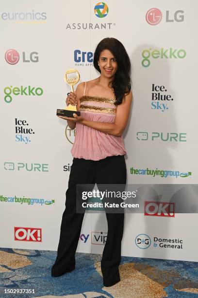 Konnie Huq with the Streamed award for 'Afterlife' during The TRIC Awards 2023 at Grosvenor House on June 27, 2023 in London, England.