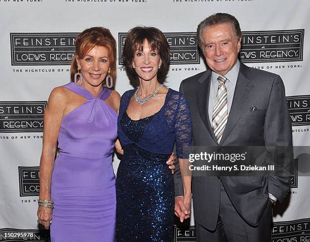 Joy Philbin, singer Deana Martin and Regis Philbin backstage at Feinstein's at Loews Regency Ballroom on August 14, 2012 in New York City.