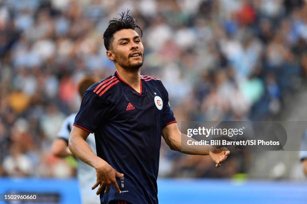 Daniel Aceves of Chicago Fire during a game between Chicago Fire FC and Sporting Kansas City at Children's Mercy Park on June 24, 2023 in Kansas...