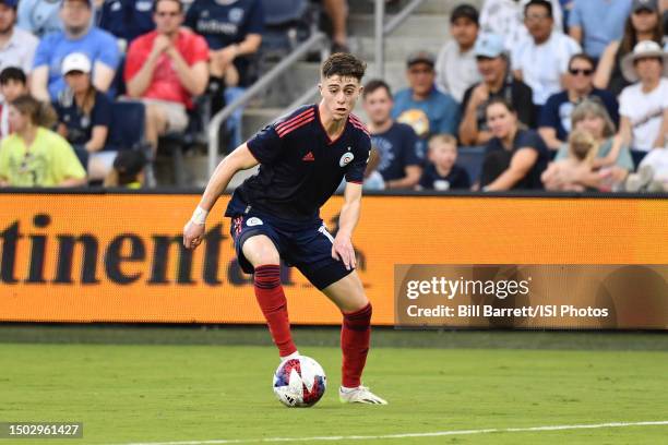 Brian Gutierrez of Chicago Fire with the ball during a game between Chicago Fire FC and Sporting Kansas City at Children's Mercy Park on June 24,...