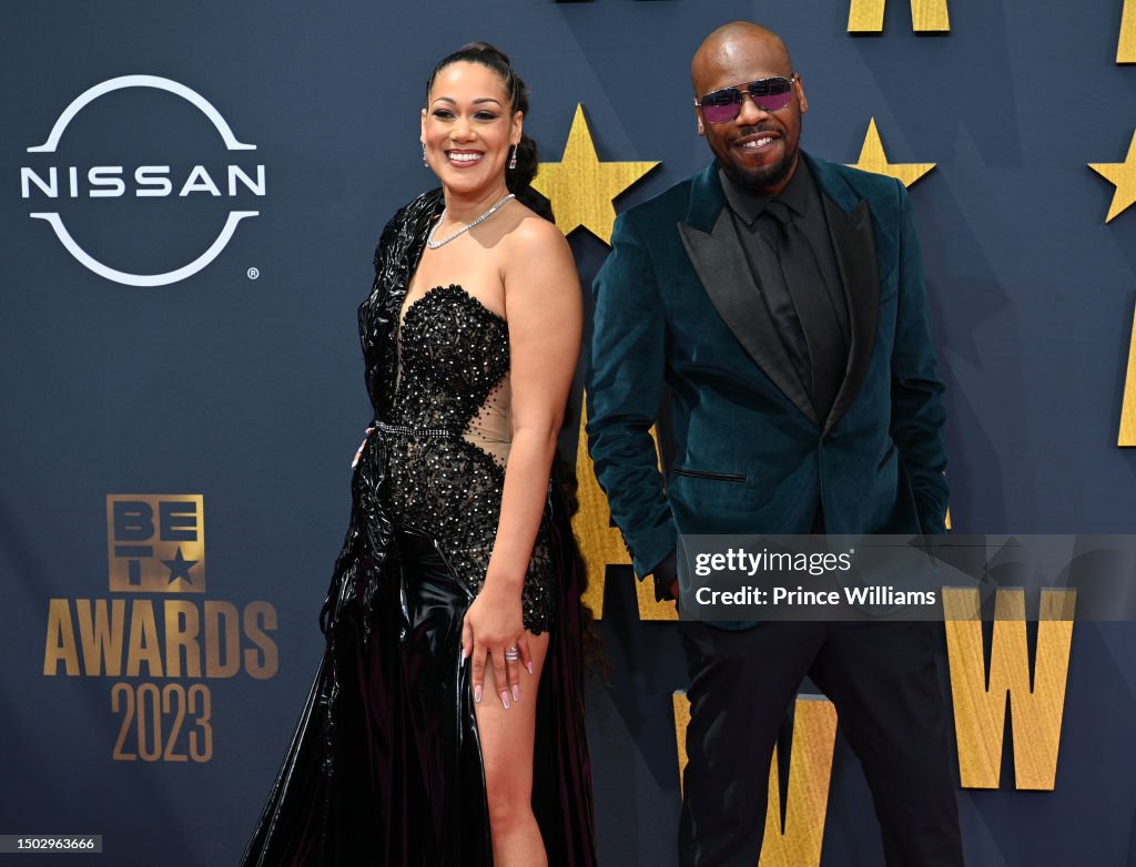 Cynthia Kaye McWilliams and Malcolm Barrett attend the 2023 BET... News