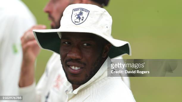 Daniel Bell-Drummond of Kent looks on during the LV= Insurance County Championship Division 1 match between Northamptonshire and Kent at the County...