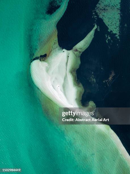 drone photograph looking down on a sandbar in the indian ocean, shark bay, western australia, australia - sandbar stock pictures, royalty-free photos & images