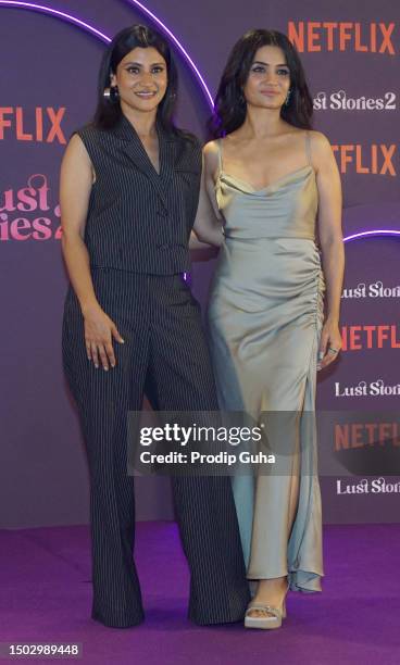 Konkona Sen Sharma and guest attend the screening of the Netflix series 'Lust Stories 2' on June 27, 2023 in Mumbai, India