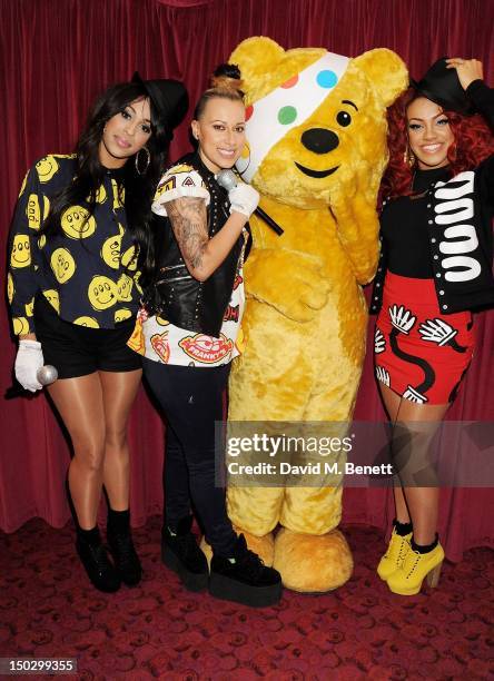 Alexandra Buggs, Courtney Rumbold and Karis Anderson of Stooshe attend 'BBC Children in Need: POP Goes The Musical' at the Prince Edward Theatre on...