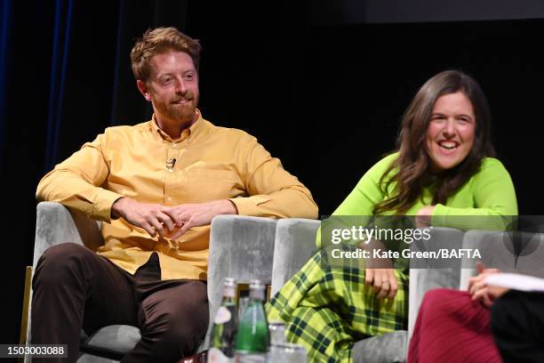 Tom Levinge and Rosie Jones attend the BAFTA TV Preview: "Am I a Retard?" at BAFTA on June 27, 2023 in London, England.