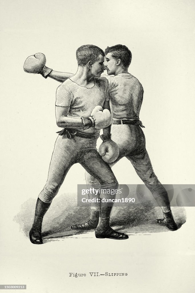 Positions In Boxing History Of Boxing Two Boxers Positions Slipping Victorian Combat Sports ...