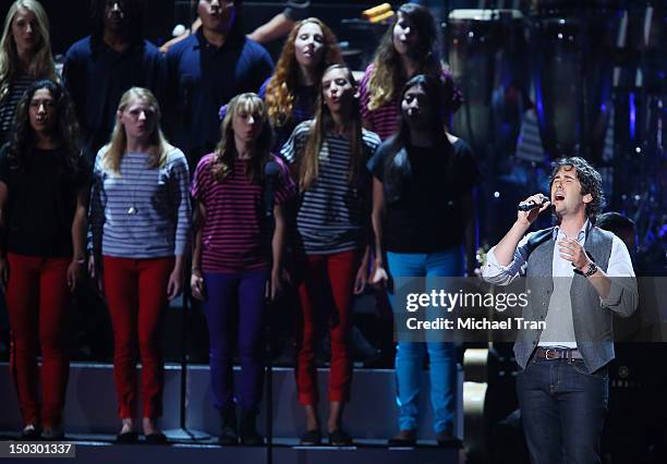 Josh Groban performs onstage at the "Teachers Rock" benefit event held at Nokia Theatre L.A. Live on August 14, 2012 in Los Angeles, California.