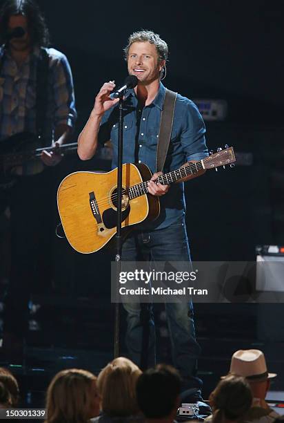 Dierks Bentley perform onstage at the "Teachers Rock" benefit event held at Nokia Theatre L.A. Live on August 14, 2012 in Los Angeles, California.