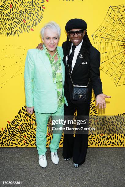 Nick Rhodes and Nile Rodgers attend at The Serpentine Gallery Summer Party 2023 at The Serpentine Gallery on June 27, 2023 in London, England.