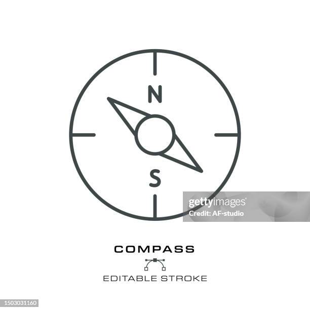 compass icon - editable stroke - compass icon editable stock illustrations