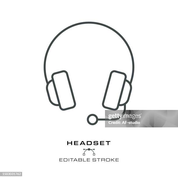 stockillustraties, clipart, cartoons en iconen met headset icon - editable stroke - headset