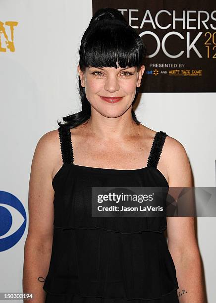 Actress Pauley Perrette attends the "Teachers Rock" benefit at Nokia Theatre L.A. Live on August 14, 2012 in Los Angeles, California.