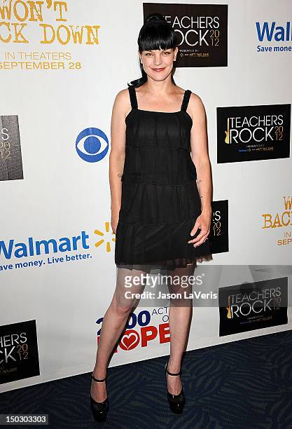 Actress Pauley Perrette attends the "Teachers Rock" benefit at Nokia Theatre L.A. Live on August 14, 2012 in Los Angeles, California.