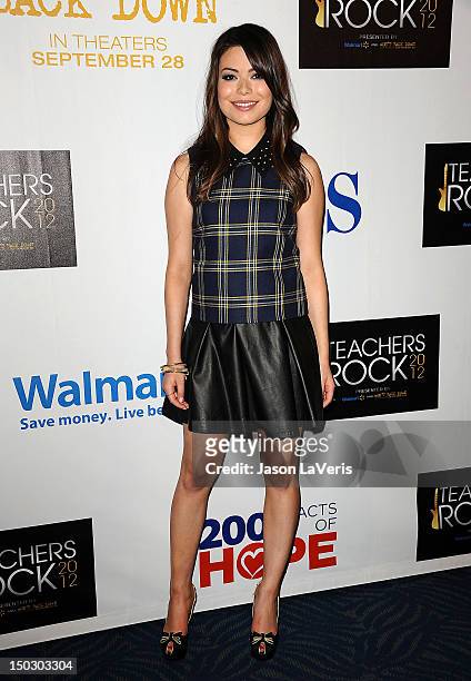 Actress Miranda Cosgrove attends the "Teachers Rock" benefit at Nokia Theatre L.A. Live on August 14, 2012 in Los Angeles, California.