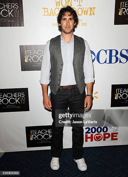Singer Josh Groban attends the "Teachers Rock" benefit at Nokia Theatre L.A. Live on August 14, 2012 in Los Angeles, California.