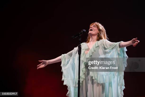 Florence Welch of Florence And The Machine perform at Malahide Castle on June 27, 2023 in Dublin, Ireland.