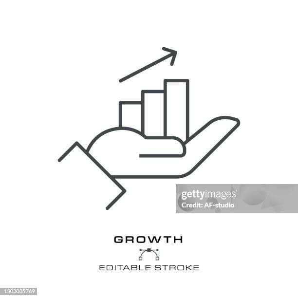 stockillustraties, clipart, cartoons en iconen met growth chart icon - editable stroke - groeimeter