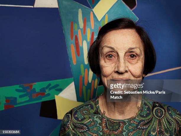 Painter Francoise Gilot and artistic muse and lover of Pablo Picasso from 1944 to 1953 is photographed for Paris Match on April 17, 2012 in New York...