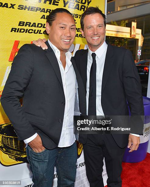 Jon Chu and co-director David Palmer arrive to the premiere of Open Road Films' "Hit and Run" on August 14, 2012 in Los Angeles, California.