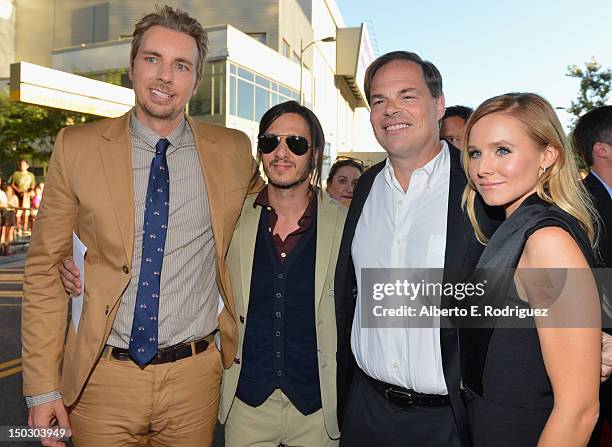 Actor Dax Shepard, producer Andrew Panay, Open Road Films CEO Tom Ortenberg and actress Kristen Bell arrive to the premiere of Open Road Films' "Hit...