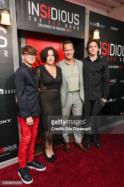 Kassian McCarrell Wilson, Dagmara Dominczyk, Patrick Wilson and Kalin Wilson attend the "Insidious: The Red Door" New York Screening at Metrograph on...
