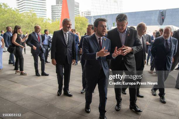 The president of the Generalitat, Pere Aragones , and the president of Pimec, Antoni Cañete , during the 36th edition of the Pymes Awards, at the...