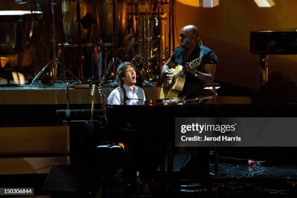 Josh Groban performs onstage at the 'Teachers Rock' benefit event held at Nokia Theatre L.A. Live on August 14, 2012 in Los Angeles, California.