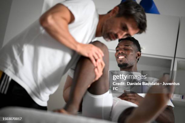 Paul Pogba of Juventus during a training Session at JTC on July 4, 2023 in Turin, Italy.