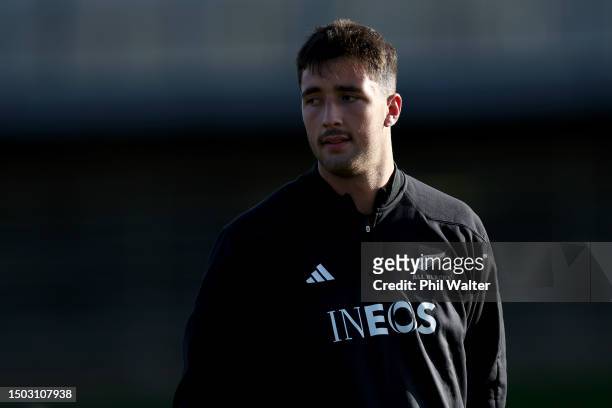 Josh Lord of the All Blacks during a New Zealand All Blacks training session at Mt Smart Stadium on June 28, 2023 in Auckland, New Zealand.