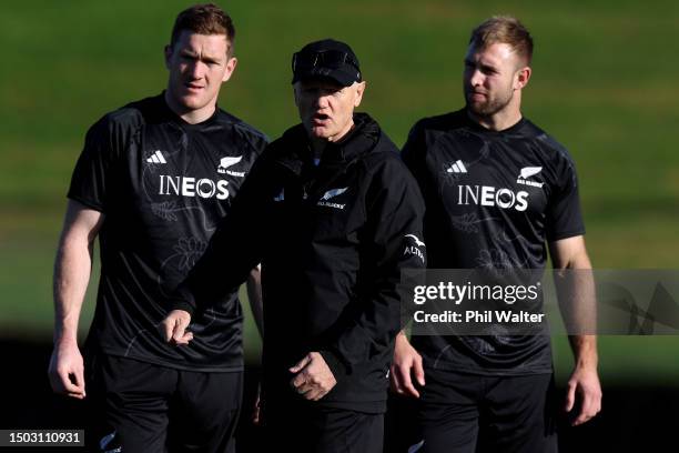 Assistant coach Joe Schmidt during a New Zealand All Blacks training session at Mt Smart Stadium on June 28, 2023 in Auckland, New Zealand.