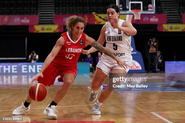 Aida Bakhos of Lebanon dribbles during the 2023 FIBA Women's Asia Cup match between New Zealand and Lebanon at Sydney Olympic Park Sports Centre on...