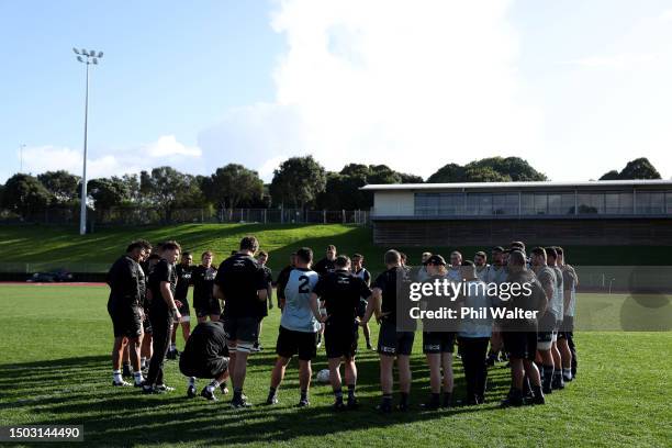 The All Blacks train during a New Zealand All Blacks training session at Mt Smart Stadium on June 28, 2023 in Auckland, New Zealand.